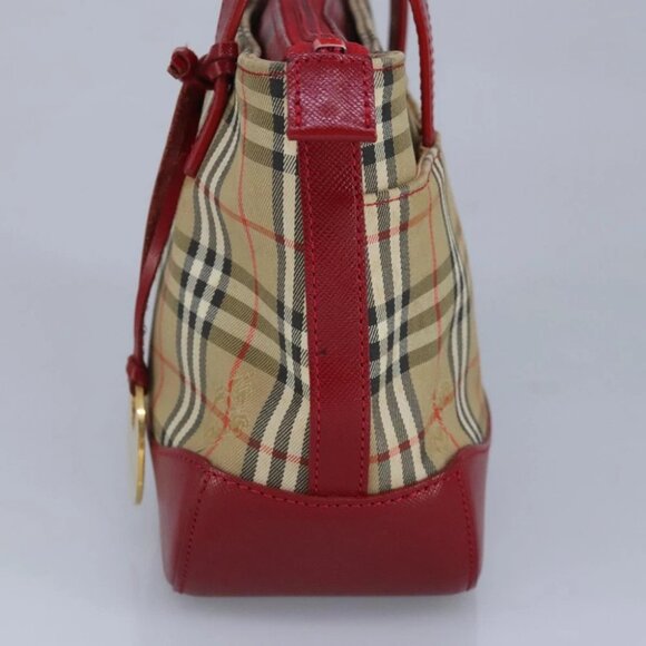BURBERRY Nova Check Hand Bag Canvas Beige Red - Picture 4 of 16